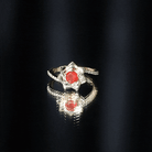 Rosec Jewels-Flower Inspired Fire Opal Engagement Ring with Diamond