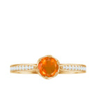Rosec Jewels-Genuine Fire Opal Solitaire Engagement Ring with Diamond