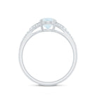 3/4 CT Oval Cut Moonstone Solitaire Engagement Ring with Diamond Accent AAA - Rosec Jewels