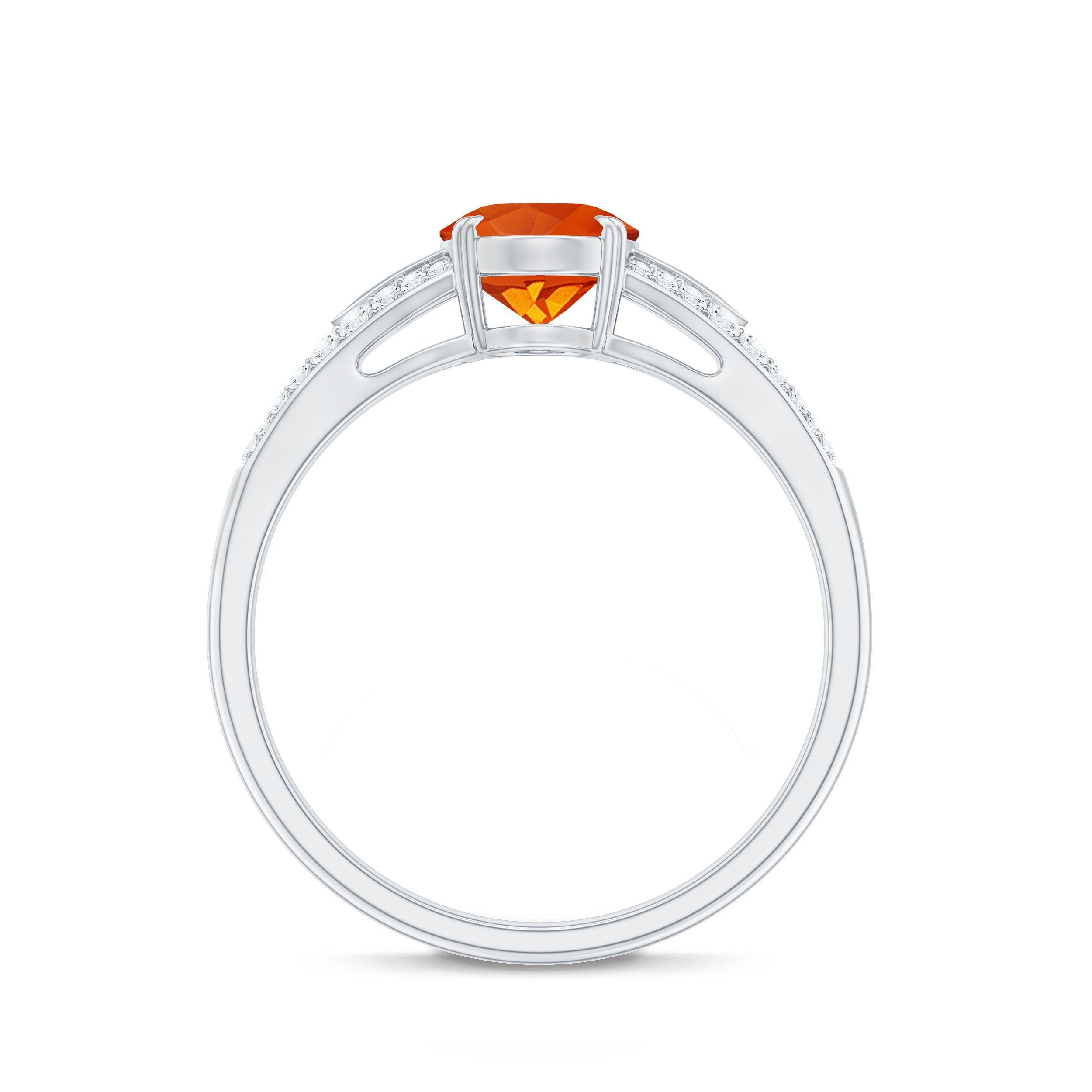 1 Carat Oval Fire Opal Engagement Ring with Diamond Split Shank AAA - Rosec Jewels