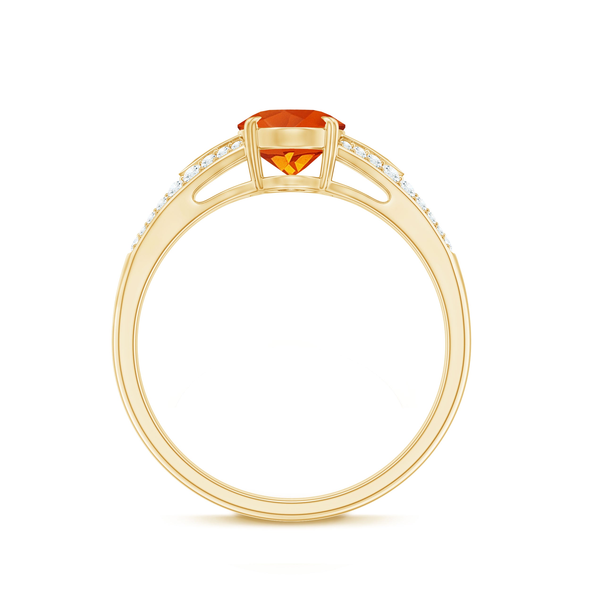 1 Carat Oval Fire Opal Engagement Ring with Diamond Split Shank AAA - Rosec Jewels