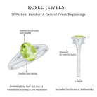 Natural 1 Carat Peridot Oval Engagement Ring with Diamond Split Shank AAA - Rosec Jewels