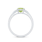 Natural 1 Carat Peridot Oval Engagement Ring with Diamond Split Shank AAA - Rosec Jewels