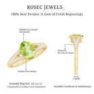 Natural 1 Carat Peridot Oval Engagement Ring with Diamond Split Shank AAA - Rosec Jewels