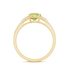 Natural 1 Carat Peridot Oval Engagement Ring with Diamond Split Shank AAA - Rosec Jewels