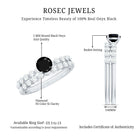 Round Cut Black Onyx and Diamond Stacking Wedding Ring Set AAA - Rosec Jewels