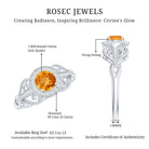 Vintage Style Citrine Engagement Ring with Diamond Halo AAA - Rosec Jewels