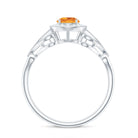 Vintage Style Citrine Engagement Ring with Diamond Halo AAA - Rosec Jewels