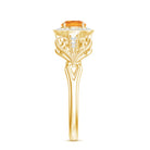 Vintage Style Citrine Engagement Ring with Diamond Halo AAA - Rosec Jewels