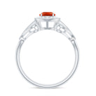 Rosec Jewels-Real 0.45 Carat Fire Opal and Diamond Vintage Inspired Engagement Ring