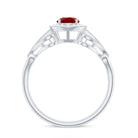 Lab Created Ruby and Diamond Vintage Engagement Ring AAAA - Rosec Jewels