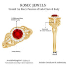 Lab Created Ruby and Diamond Vintage Engagement Ring AAAA - Rosec Jewels