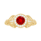 Lab Created Ruby and Diamond Vintage Engagement Ring AAAA - Rosec Jewels