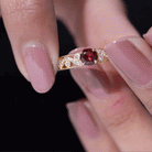 Designer Solitaire Engagement Ring with Lab Grown Ruby and Diamond Lab Created Ruby - ( AAAA ) - Quality - Rosec Jewels
