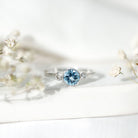 Bezel Set Real Aquamarine Diamond Engagement Ring with Certificate AAA - Rosec Jewels