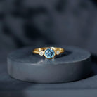 Bezel Set Real Aquamarine Diamond Engagement Ring with Certificate AAA - Rosec Jewels