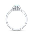 Natural Ethiopian Opal Oval Engagement Ring with Diamond Halo AAA - Rosec Jewels