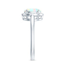 Natural Ethiopian Opal Oval Engagement Ring with Diamond Halo AAA - Rosec Jewels