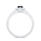 Rosec Jewels-Minimal Black Spinel Minimal Engagement Ring with Diamond Halo