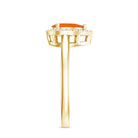 1 CT Teardrop Fire Opal Ring with Diamond Accent AAA - Rosec Jewels