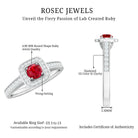 Vintage Style Lab Ruby and Diamond Halo Engagement Ring AAAA - Rosec Jewels