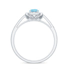 Vintage Looking Aquamarine and Diamond Halo Engagement Ring for Women AAA - Rosec Jewels