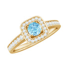 Vintage Looking Aquamarine and Diamond Halo Engagement Ring for Women AAA - Rosec Jewels