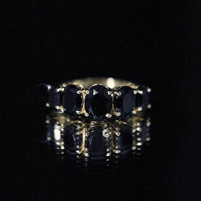 Rosec Jewels-Oval Shaped Black Onyx 5 Stone Anniversary Ring