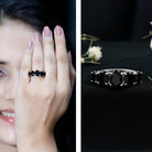 Rosec Jewels-Oval Shaped Black Onyx 5 Stone Anniversary Ring
