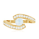 Real Moonstone Bypass Engagement Ring with Diamond AAA - Rosec Jewels