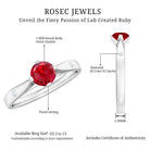 Round Lab Grown Ruby Solitaire Ring with Diamond AAAA - Rosec Jewels