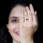 Round Lab Grown Ruby Solitaire Ring with Diamond AAAA - Rosec Jewels