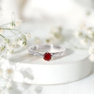 Round Lab Grown Ruby Solitaire Ring with Diamond AAAA - Rosec Jewels