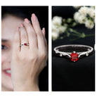 Round Lab Grown Ruby Solitaire Ring with Diamond AAAA - Rosec Jewels