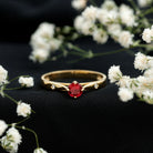 Round Lab Grown Ruby Solitaire Ring with Diamond AAAA - Rosec Jewels