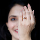 Round Lab Grown Ruby Solitaire Ring with Diamond AAAA - Rosec Jewels