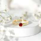 Round Lab Grown Ruby Solitaire Ring with Diamond AAAA - Rosec Jewels