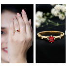 Round Lab Grown Ruby Solitaire Ring with Diamond AAAA - Rosec Jewels