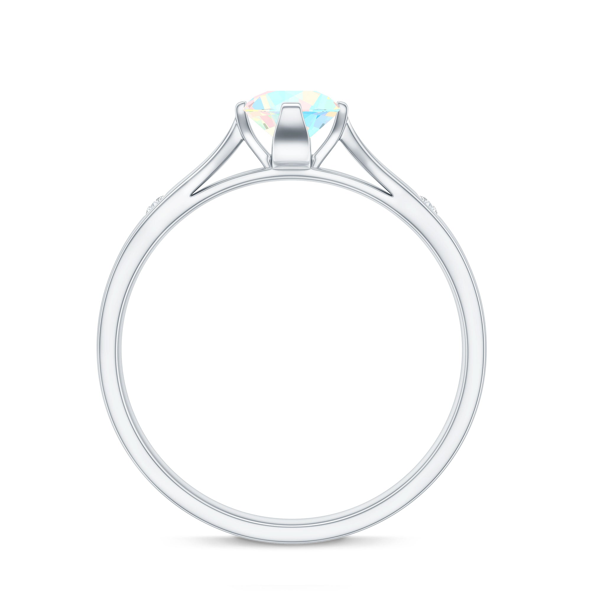 Natural Solitaire Ethiopian Opal Promise Ring with Diamond AAA - Rosec Jewels