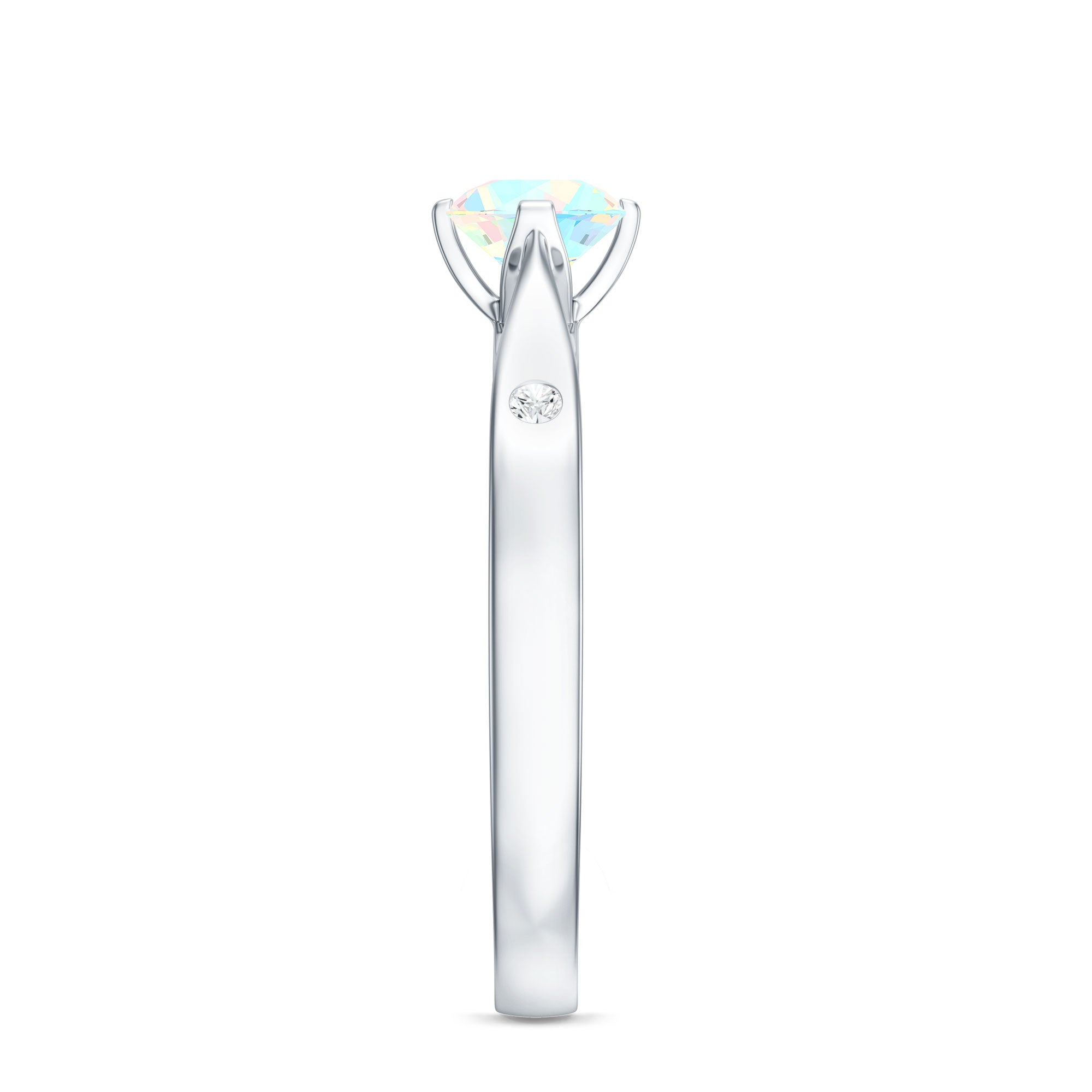 Natural Solitaire Ethiopian Opal Promise Ring with Diamond AAA - Rosec Jewels