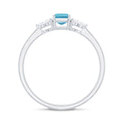 Aquamarine Emerald Cut Engagement Ring with Diamond Trio AAA - Rosec Jewels