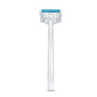 Aquamarine Emerald Cut Engagement Ring with Diamond Trio AAA - Rosec Jewels