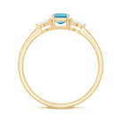 Aquamarine Emerald Cut Engagement Ring with Diamond Trio AAA - Rosec Jewels