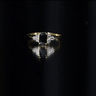 Emerald Cut Created Black Diamond Solitaire Ring with Diamond Trio AAAA ( Synthetic ) - Rosec Jewels