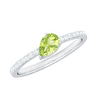 Natural 1 Carat Pear Shape Peridot Engagement Ring with Diamond AAA - Rosec Jewels