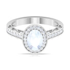 1.50 CT Moonstone and Diamond Engagement Ring with Milgrain Details AAA - Rosec Jewels