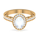 1.50 CT Moonstone and Diamond Engagement Ring with Milgrain Details AAA - Rosec Jewels