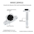 Certified 2 Carat Lab Grown Black Diamond Halo Engagement Ring with Wedding Band AAAA ( Synthetic ) - Rosec Jewels