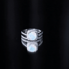 Real Ethiopian Opal Engagement Ring with Moissanite Wedding Band AAA - Rosec Jewels