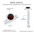 Natural Garnet Diamond Engagement Ring with Wedding Band AAA - Rosec Jewels